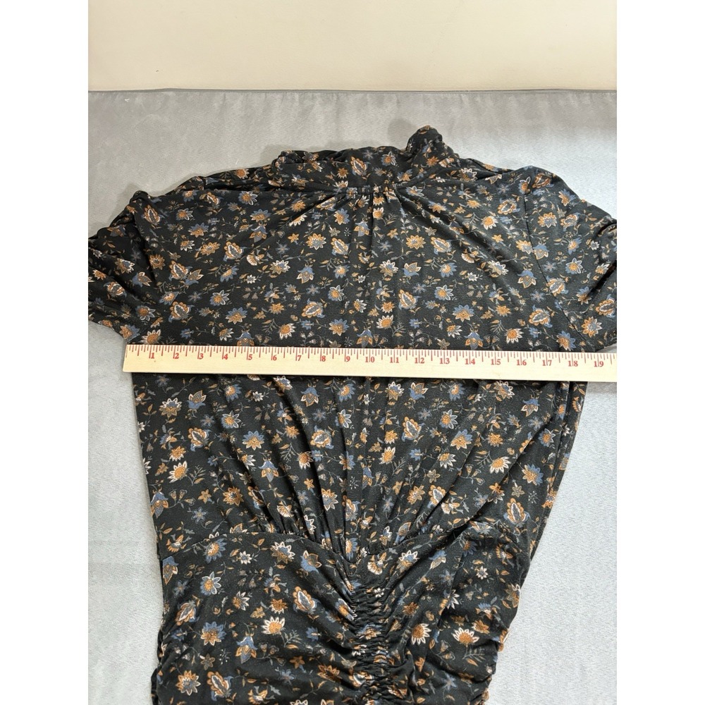 Evereve Womens Lorelai Ruched Bodycon Dress Sz Large Dark Romantic Boho Cottage - Picture 4 of 16